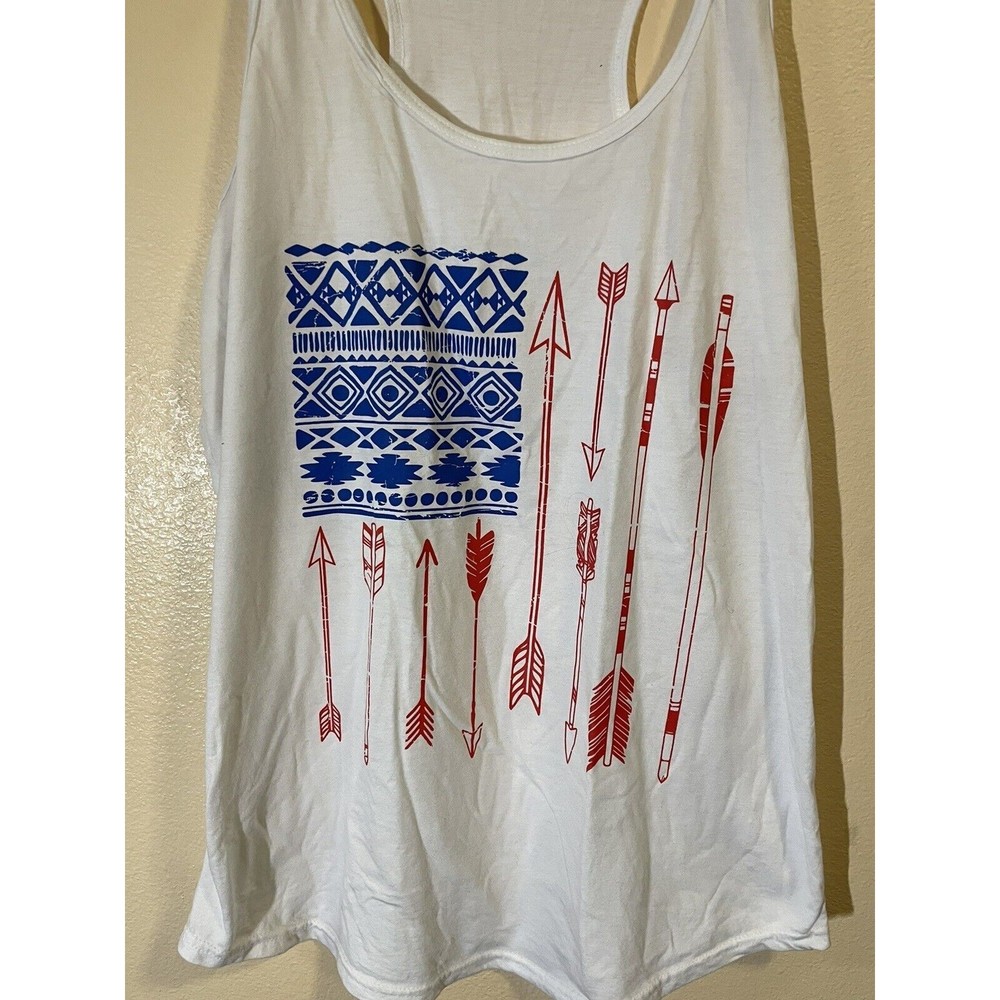 Instant Message Racerback Tank Red And Blue Print Arrows Size Large